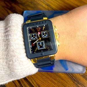 Michele park black and gold watch
